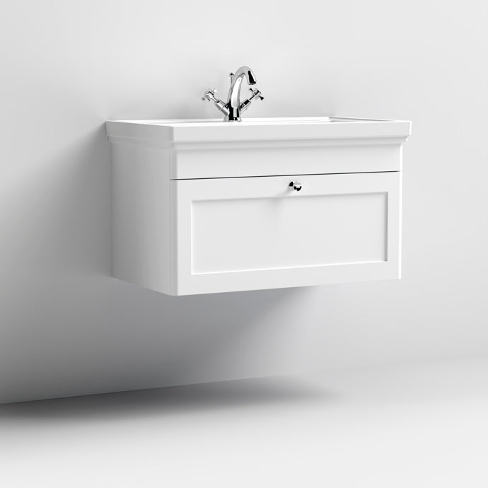 800mm Wall Hung 1-Drawer Vanity & Basin 1TH