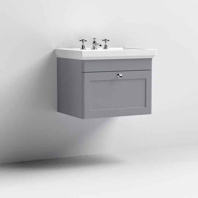 600mm Wall Hung 1-Drawer Vanity & Basin 3TH