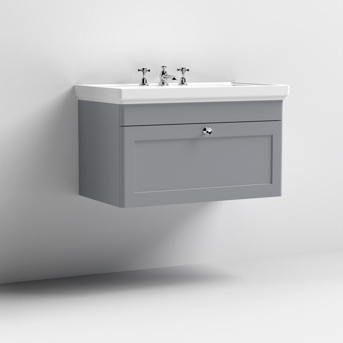 800mm Wall Hung 1-Drawer Vanity & Basin 3TH