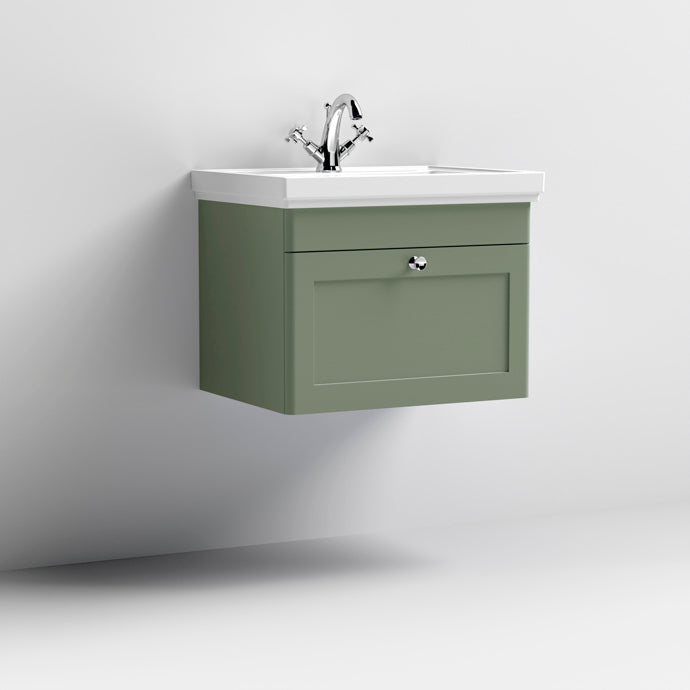 600mm Wall Hung 1-Drawer Vanity & Basin 1TH