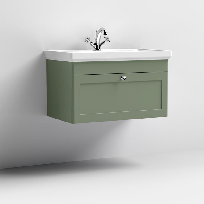 800mm Wall Hung 1-Drawer Vanity & Basin 1TH