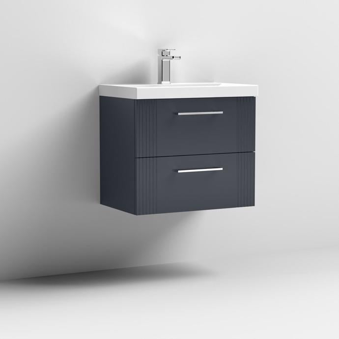 600mm Wall Hung 2 Drawer Vanity Mid-Edge Basin