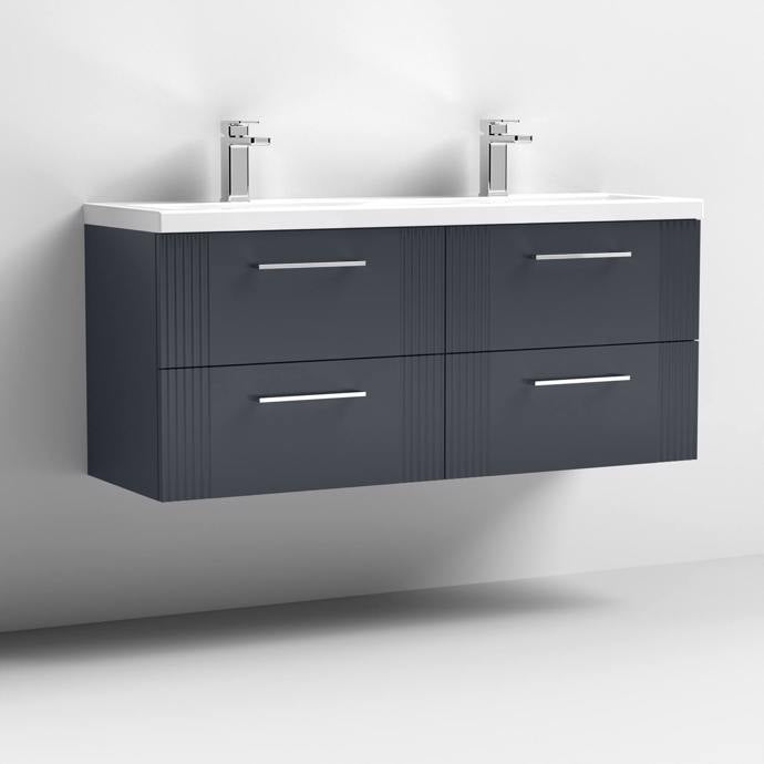 1200mm Wall Hung 4 Drawer Vanity Twin Ceramic Basin