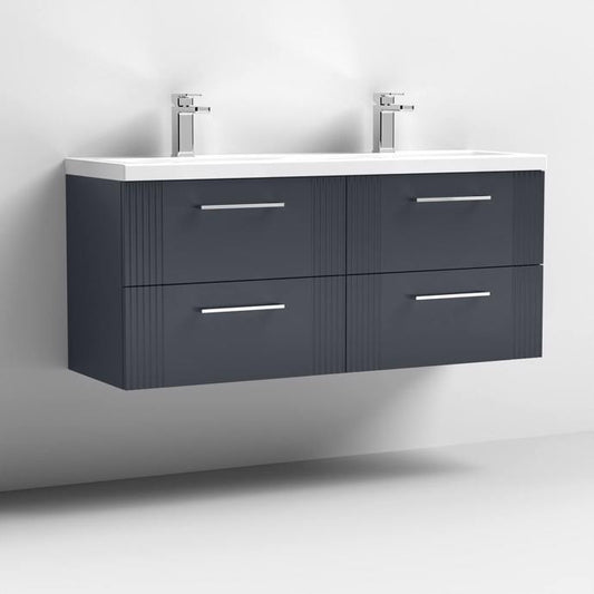 1200mm Wall Hung 4 Drawer Vanity Twin Ceramic Basin