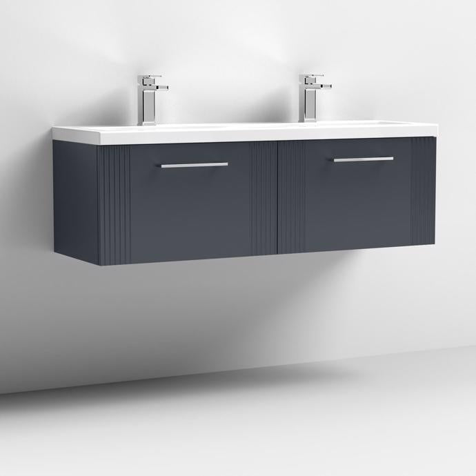 1200mm Wall Hung 2 Drawer Vanity Twin Ceramic Basin