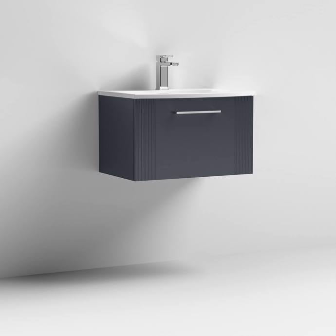 600mm Wall Hung Single Drawer Vanity Curved Basin