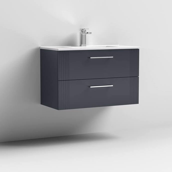 800mm Wall Hung 2 Drawer Vanity Minimalist Basin