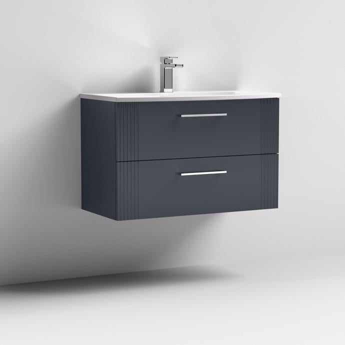 800mm Wall Hung 2 Drawer Vanity Curved Basin
