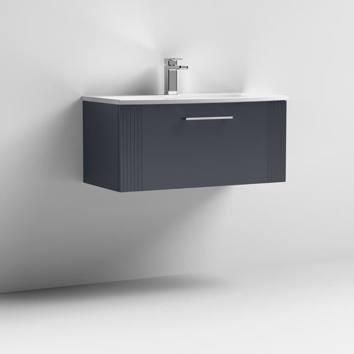 800mm Wall Hung Single Drawer Vanity Curved Basin