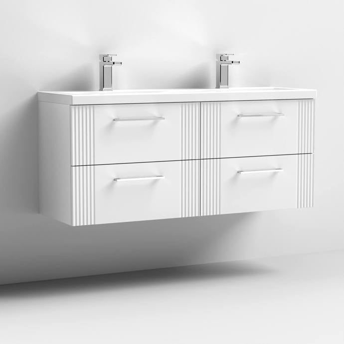 1200mm Wall Hung 4 Drawer Vanity Twin Ceramic Basin