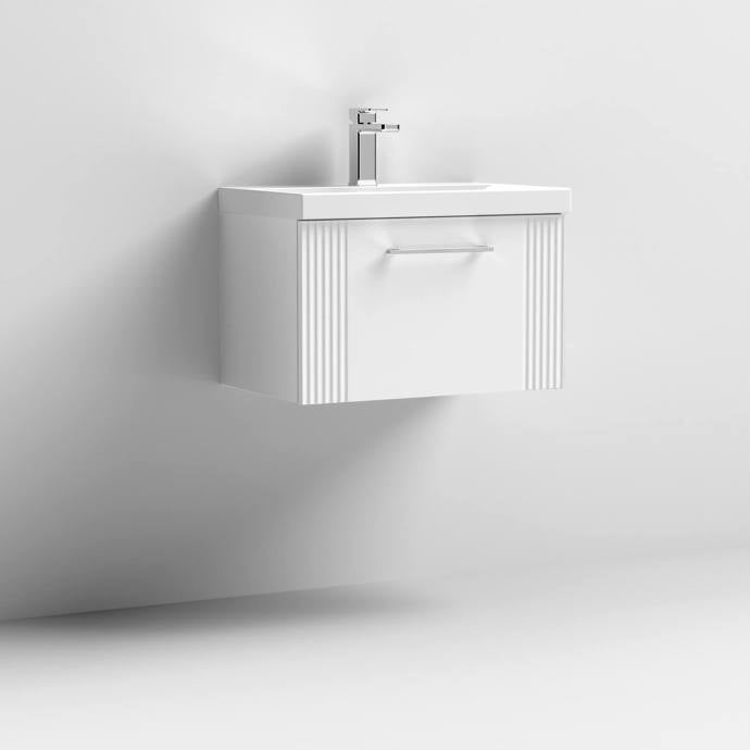 600mm Wall Hung Single Drawer Vanity Mid-Edge Basin