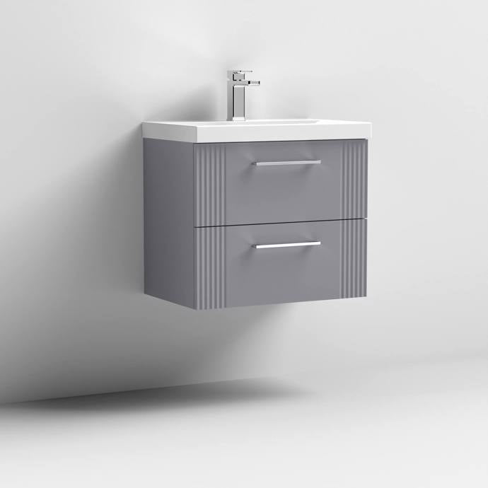 600mm Wall Hung 2 Drawer Vanity Mid-Edge Basin