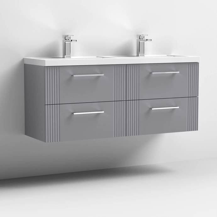1200mm Wall Hung 4 Drawer Vanity Twin Polymarble Basin