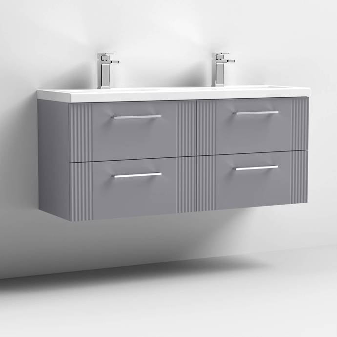 1200mm Wall Hung 4 Drawer Vanity Twin Ceramic Basin