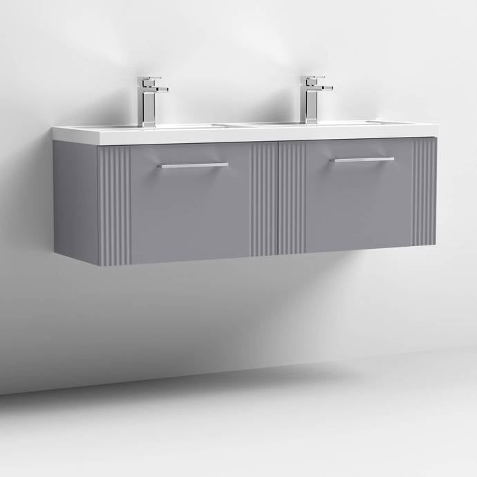 1200mm Wall Hung 2 Drawer Vanity With Twin Polymarble Basin
