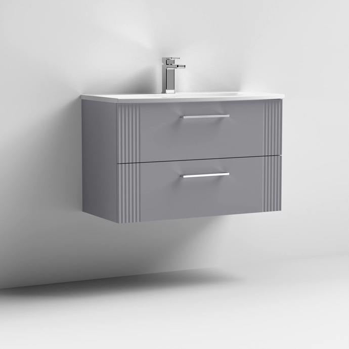 800mm Wall Hung 2 Drawer Vanity Curved Basin