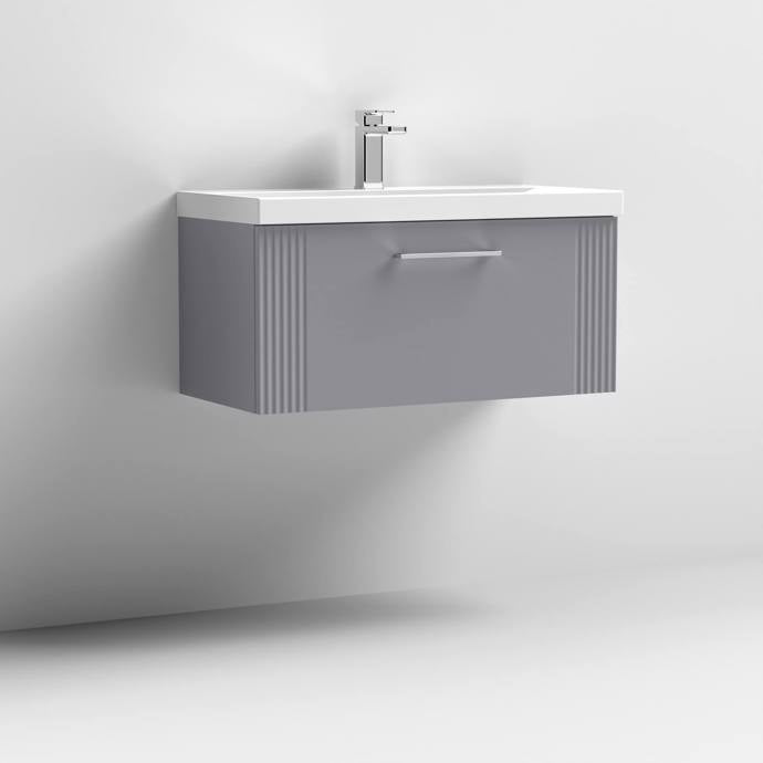 800mm Wall Hung Single Drawer Vanity Mid-Edge Basin