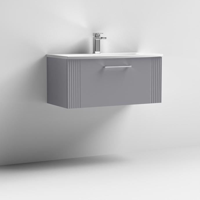 800mm Wall Hung Single Drawer Vanity Curved Basin