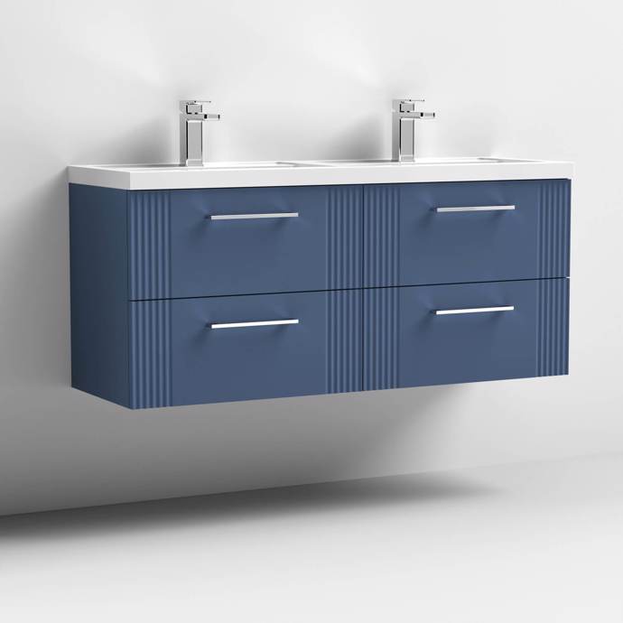 1200mm Wall Hung 4 Drawer Vanity Twin Polymarble Basin