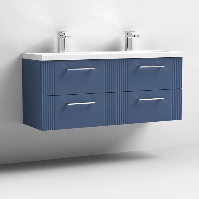 1200mm Wall Hung 4 Drawer Vanity Twin Ceramic Basin