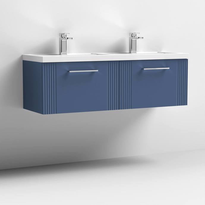 1200mm Wall Hung 2 Drawer Vanity With Twin Polymarble Basin