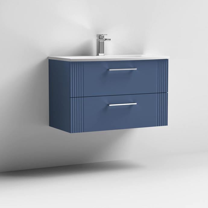 800mm Wall Hung 2 Drawer Vanity Curved Basin