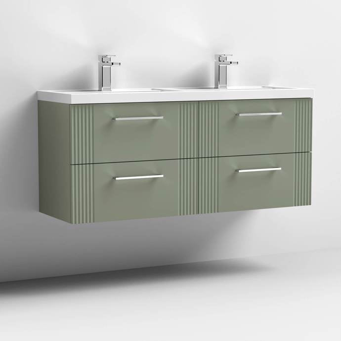 1200mm Wall Hung 4 Drawer Vanity Twin Polymarble Basin