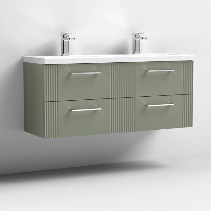 1200mm Wall Hung 4 Drawer Vanity Twin Ceramic Basin