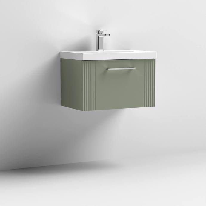 600mm Wall Hung Single Drawer Vanity Mid-Edge Basin