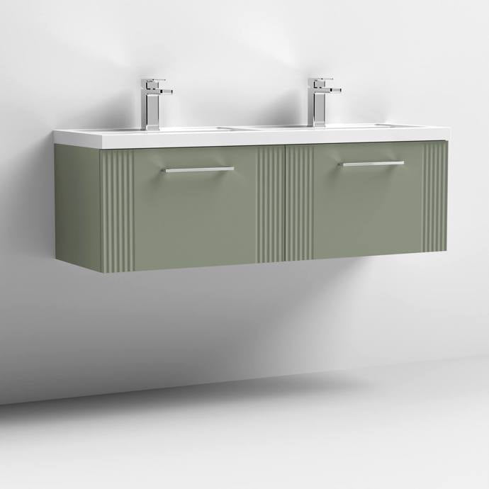 1200mm Wall Hung 2 Drawer Vanity With Twin Polymarble Basin