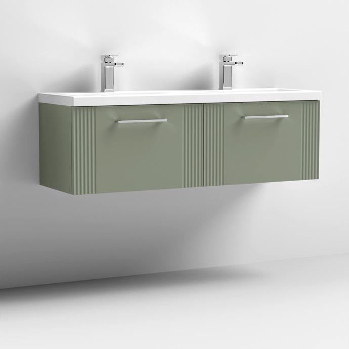 1200mm Wall Hung 2 Drawer Vanity Twin Ceramic Basin