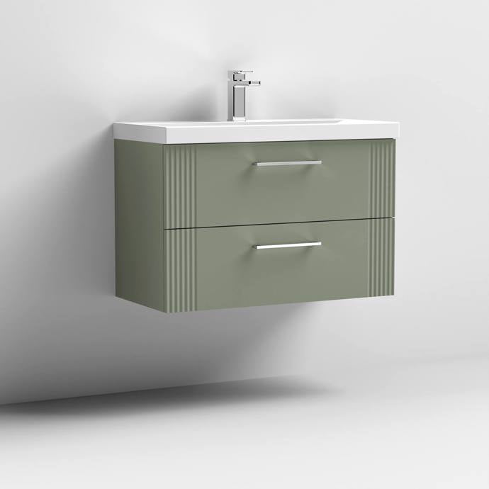 800mm Wall Hung 2 Drawer Vanity Mid-Edge Basin