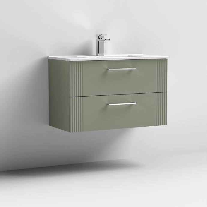 800mm Wall Hung 2 Drawer Vanity Minimalist Basin