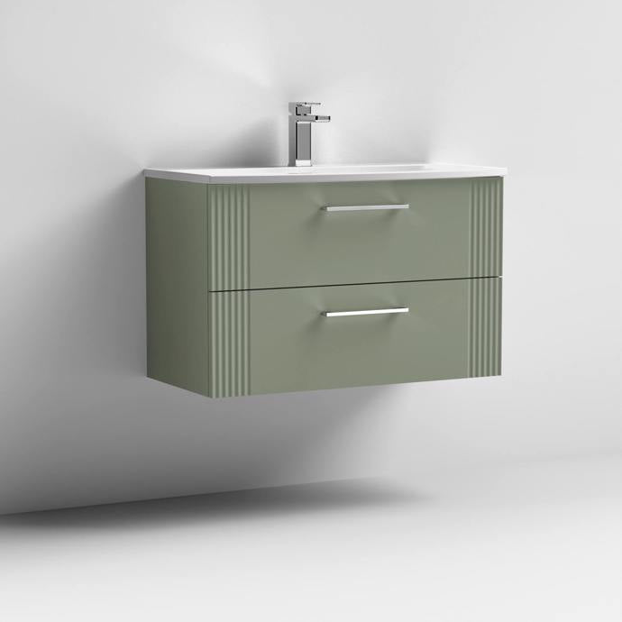 800mm Wall Hung 2 Drawer Vanity Curved Basin