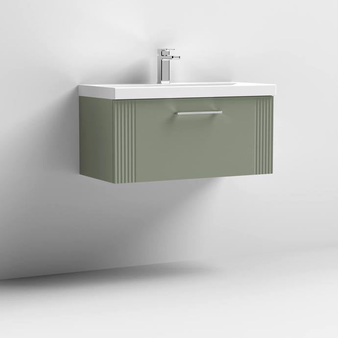 800mm Wall Hung Single Drawer Vanity Mid-Edge Basin