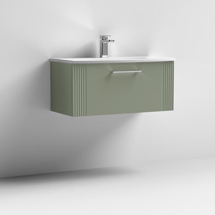 800mm Wall Hung Single Drawer Vanity Curved Basin