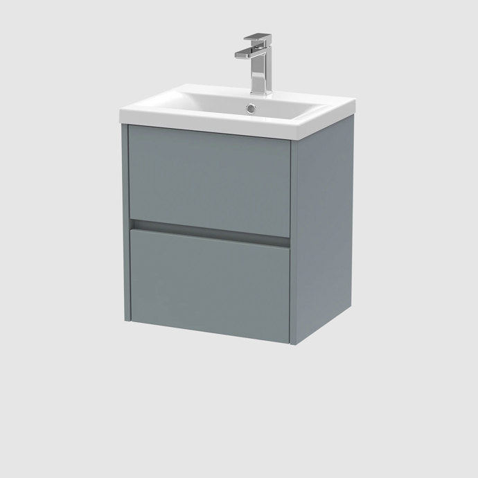 500mm Wall Hung 2-Drawer Unit & Basin 1
