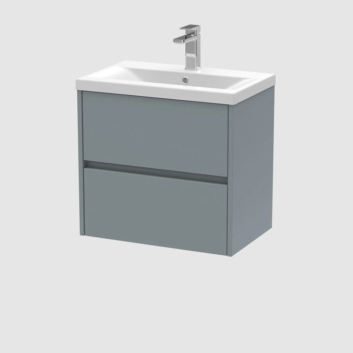 600mm Wall Hung 2-Drawer Unit & Basin 1