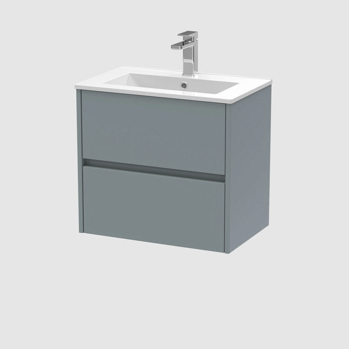 600mm Wall Hung 2-Drawer Unit & Basin 2