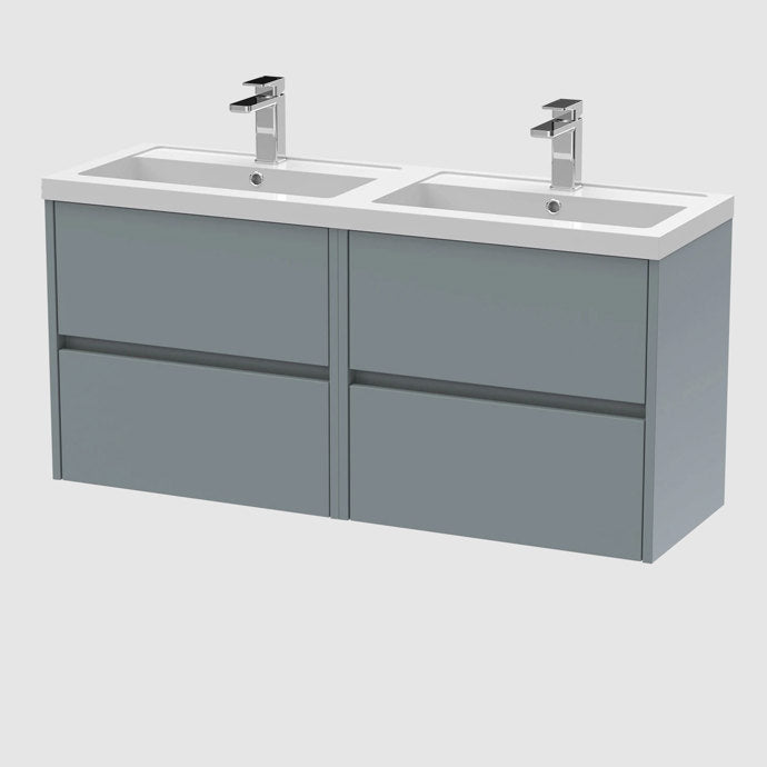 1200mm Wall Hung 4-Drawer Unit & Double Basin 2