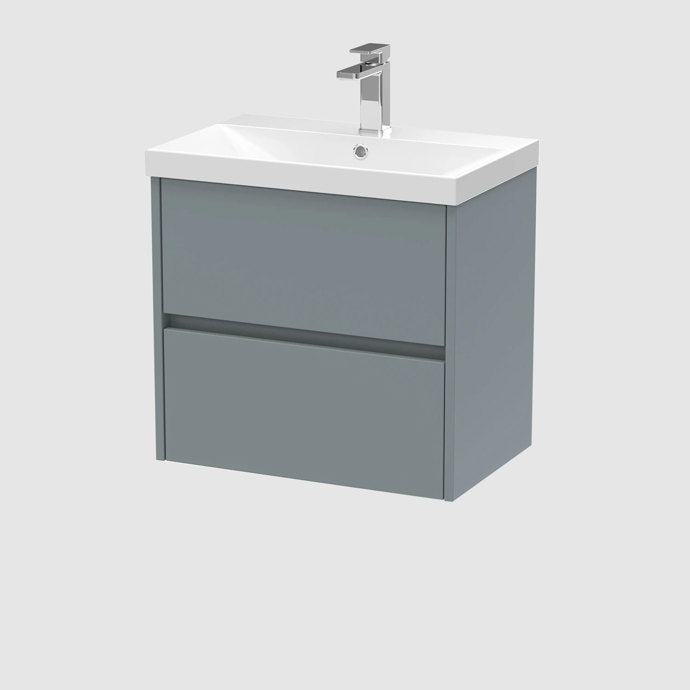 600mm Wall Hung 2-Drawer Unit & Basin 3