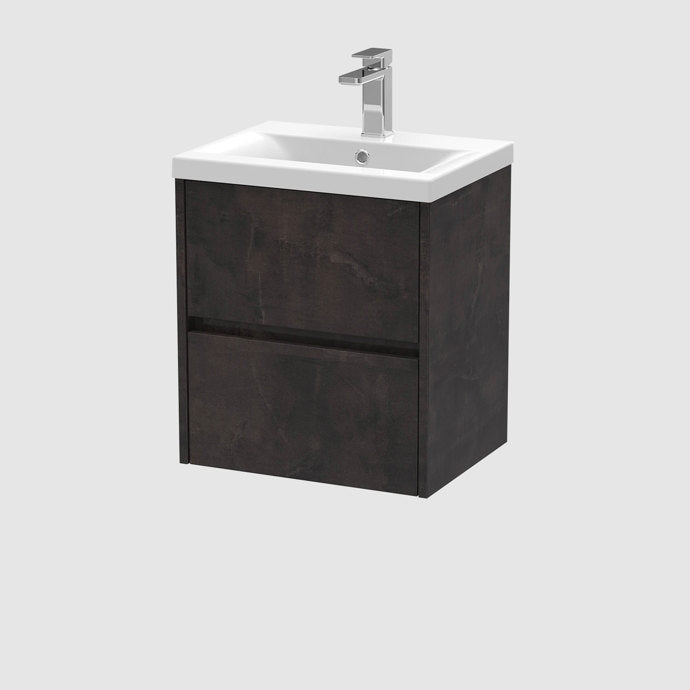 500mm Wall Hung 2-Drawer Unit & Basin 1