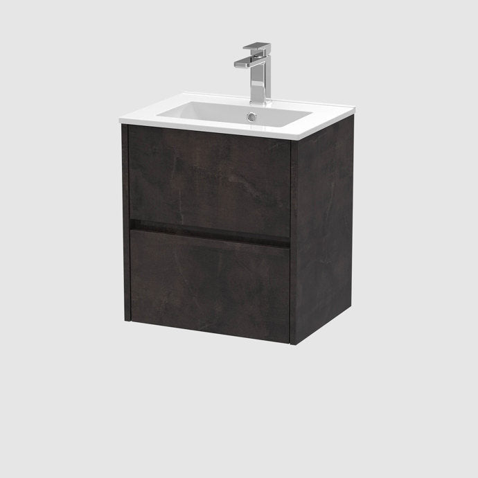 500mm Wall Hung 2-Drawer Unit & Basin 2
