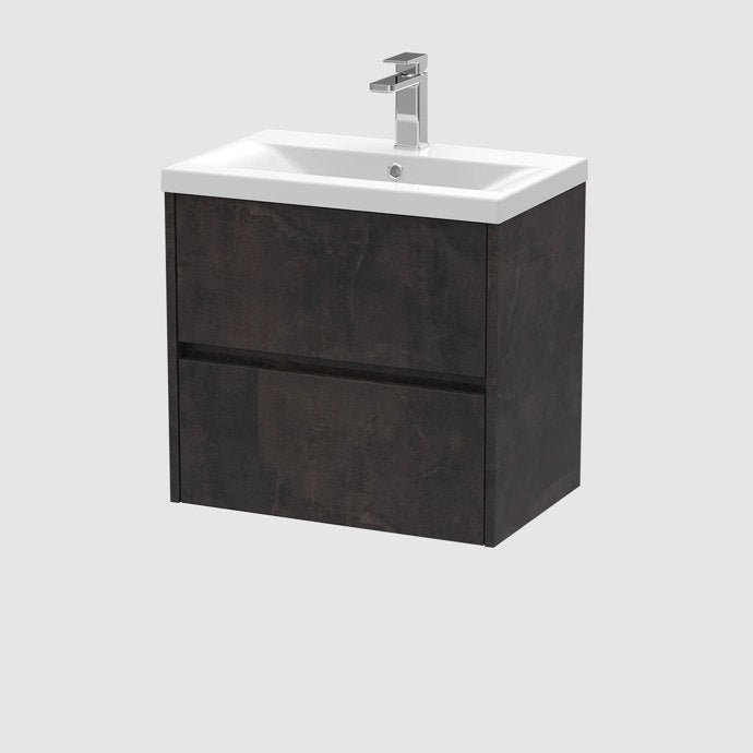 600mm Wall Hung 2-Drawer Unit & Basin 1