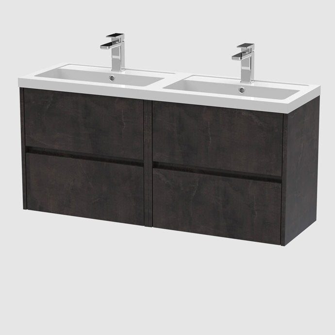 1200mm Wall Hung 4-Drawer Unit & Double Basin 2
