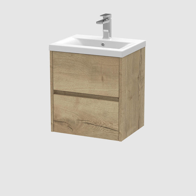 500mm Wall Hung 2-Drawer Unit & Basin 1