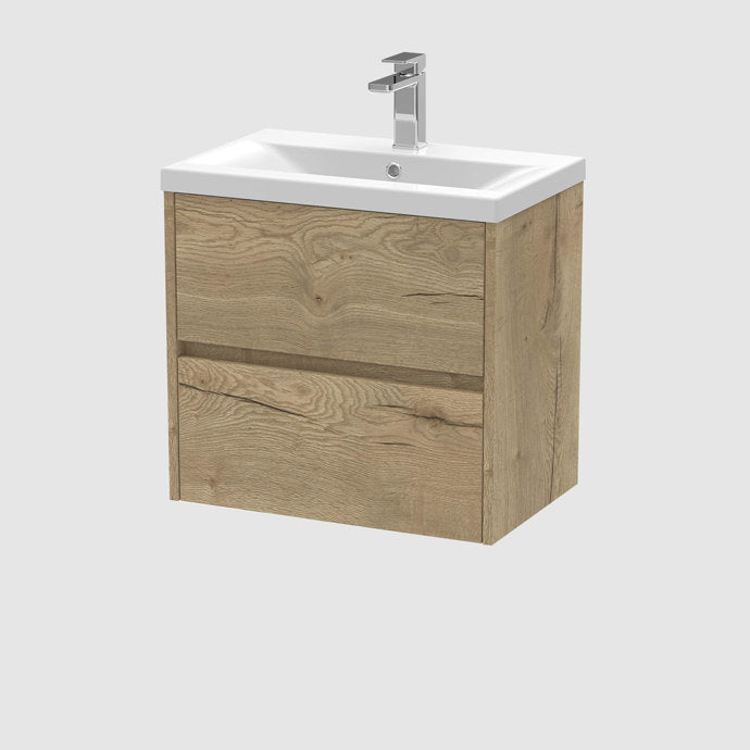 600mm Wall Hung 2-Drawer Unit & Basin 1