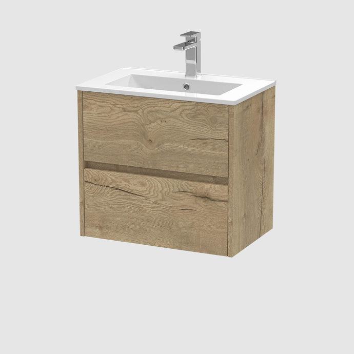 600mm Wall Hung 2-Drawer Unit & Basin 2