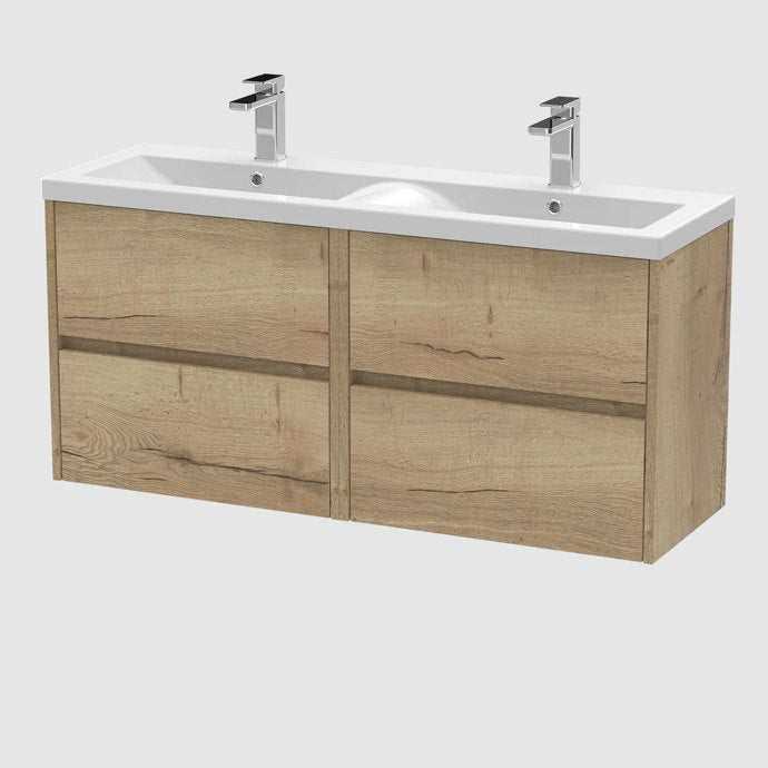 1200mm Wall Hung 4-Drawer Unit & Double Basin