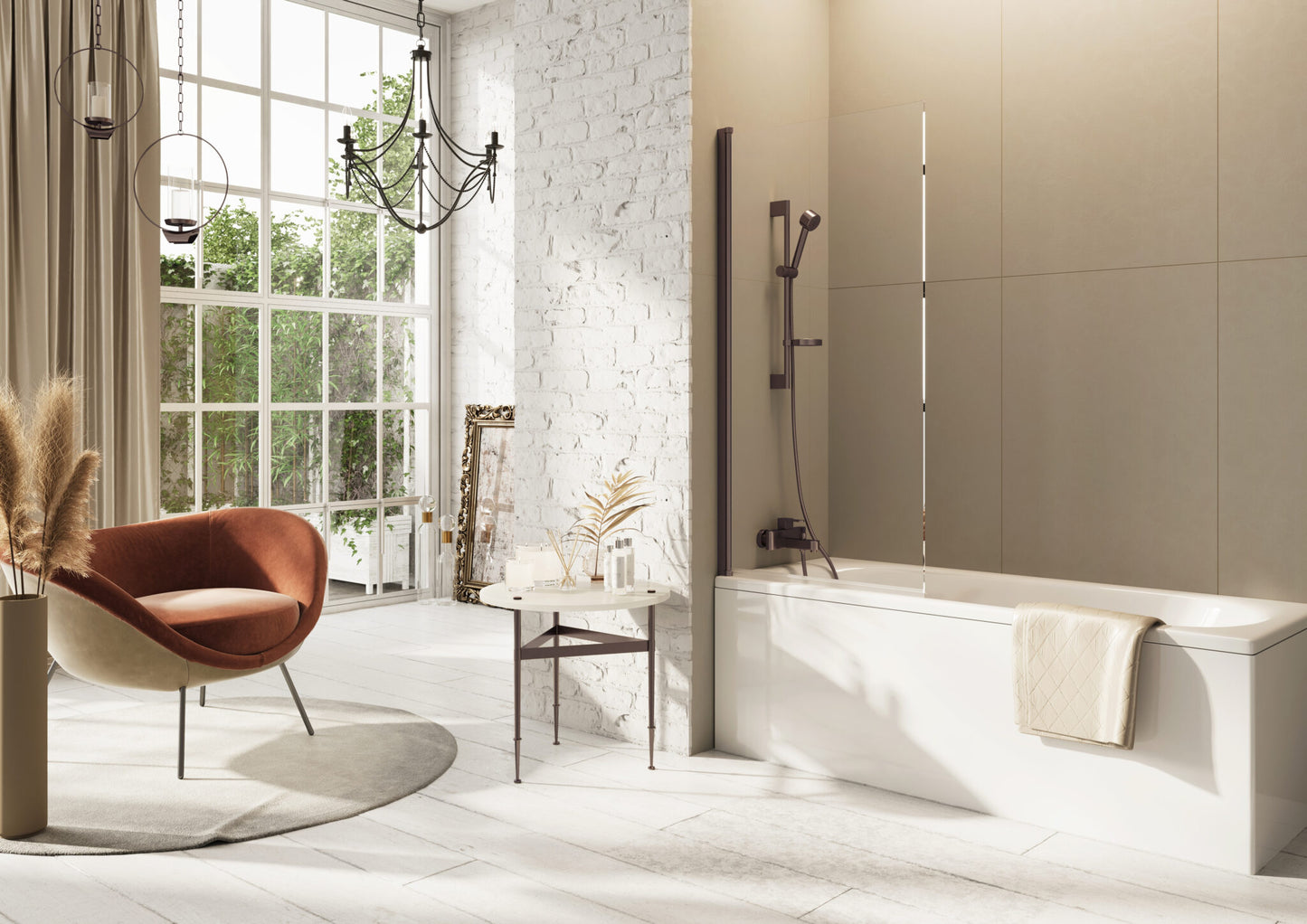 Thalia Single Panel Bath Screen